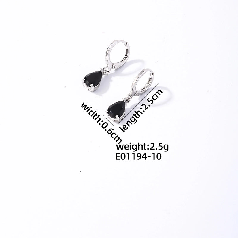 1 Pair Casual Vintage Style Minimalist Water Droplets Plating Inlay Stainless Steel Zircon White Gold Plated Gold Plated Drop Earrings