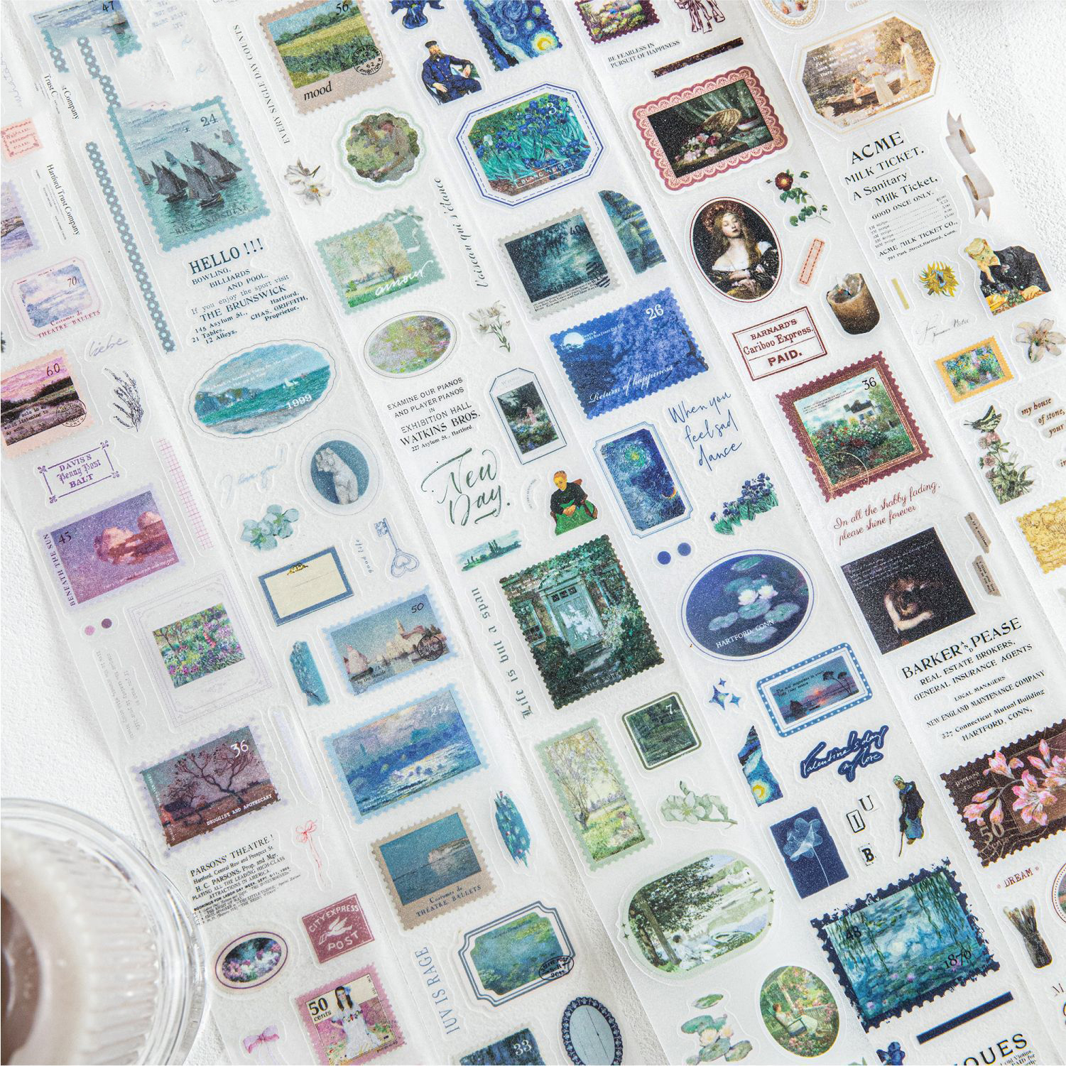 PET 테이프 - 50mm*200cm 만화 포스트 아트 컬렉션 시리즈 빈티지 꽃 스탬프