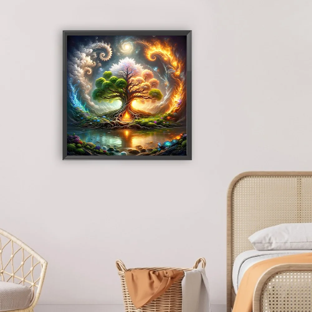 Diamond Painting - Full Round Drill - Colorful Tree(Canvas|30*30cm)
