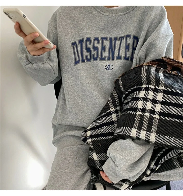 Brownm Brownm Hoodie Female 2024 Autumn Dress New Korean Round Collar Letter Print Loose Student Jacket Coat Women's Fashion