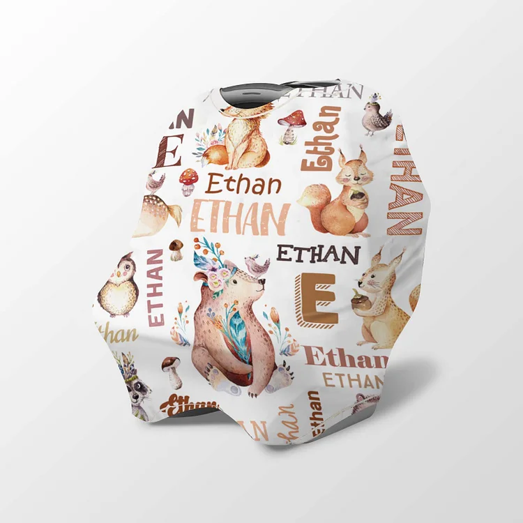 Personalized Forest Animals Baby Car Seat Canopy| Canopyl165