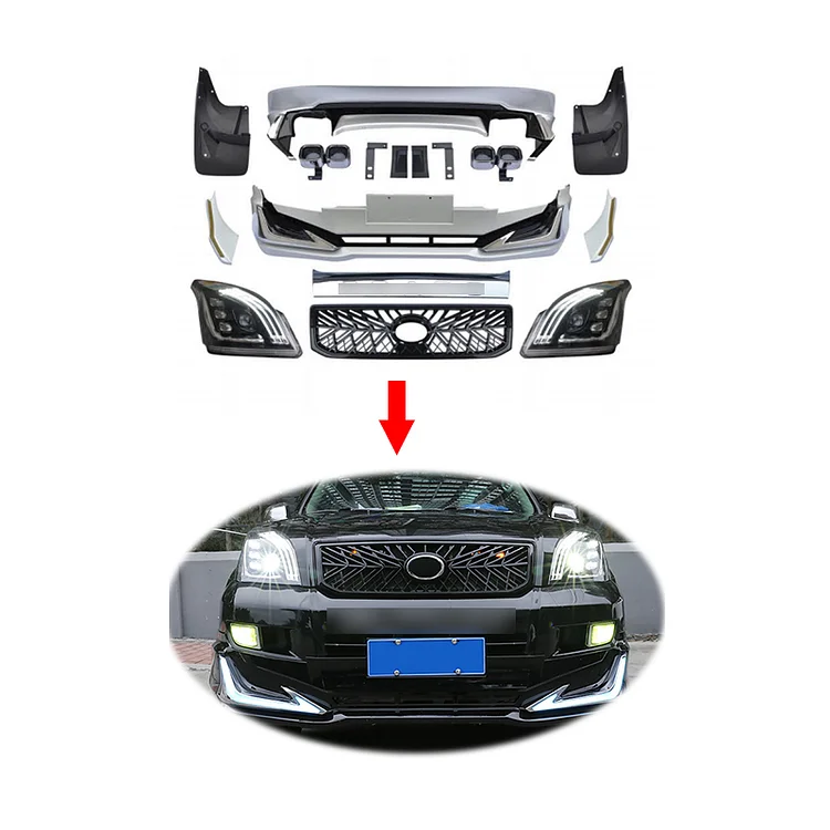 conversion Conversion facelifting TRD style prado body kit for toyota land cruiser LC120 FJ120 prado bodykit 2003-2009 grille front lip rear diffuser ITN Auto