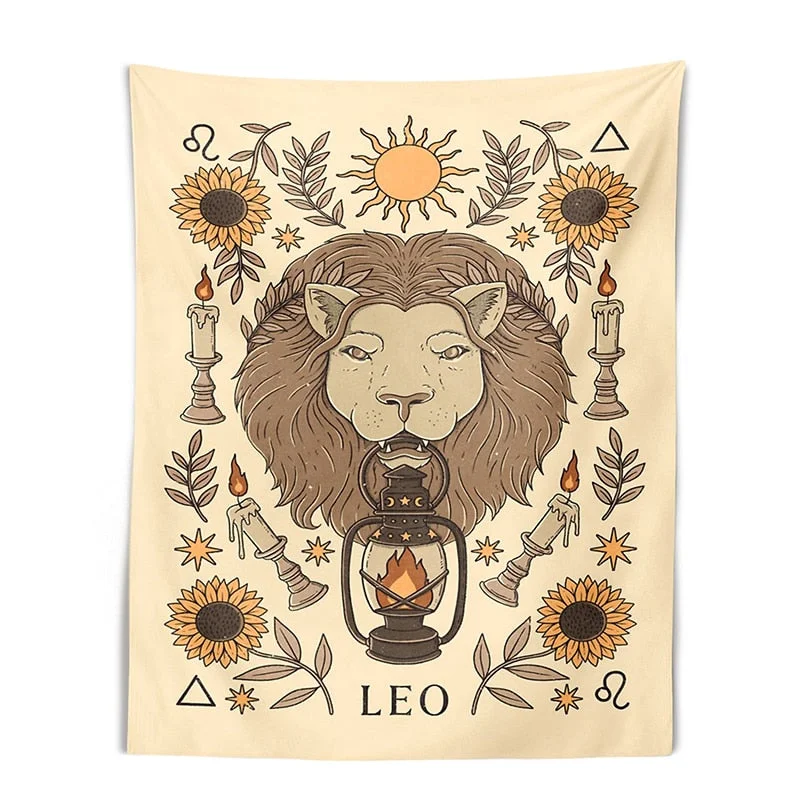 Tarot Tapestry Wall Hanging Constelation Zodiac Tapestries Hippie Astrology Tapestry Boho Horoscope Floral Tapestry for BedRoom