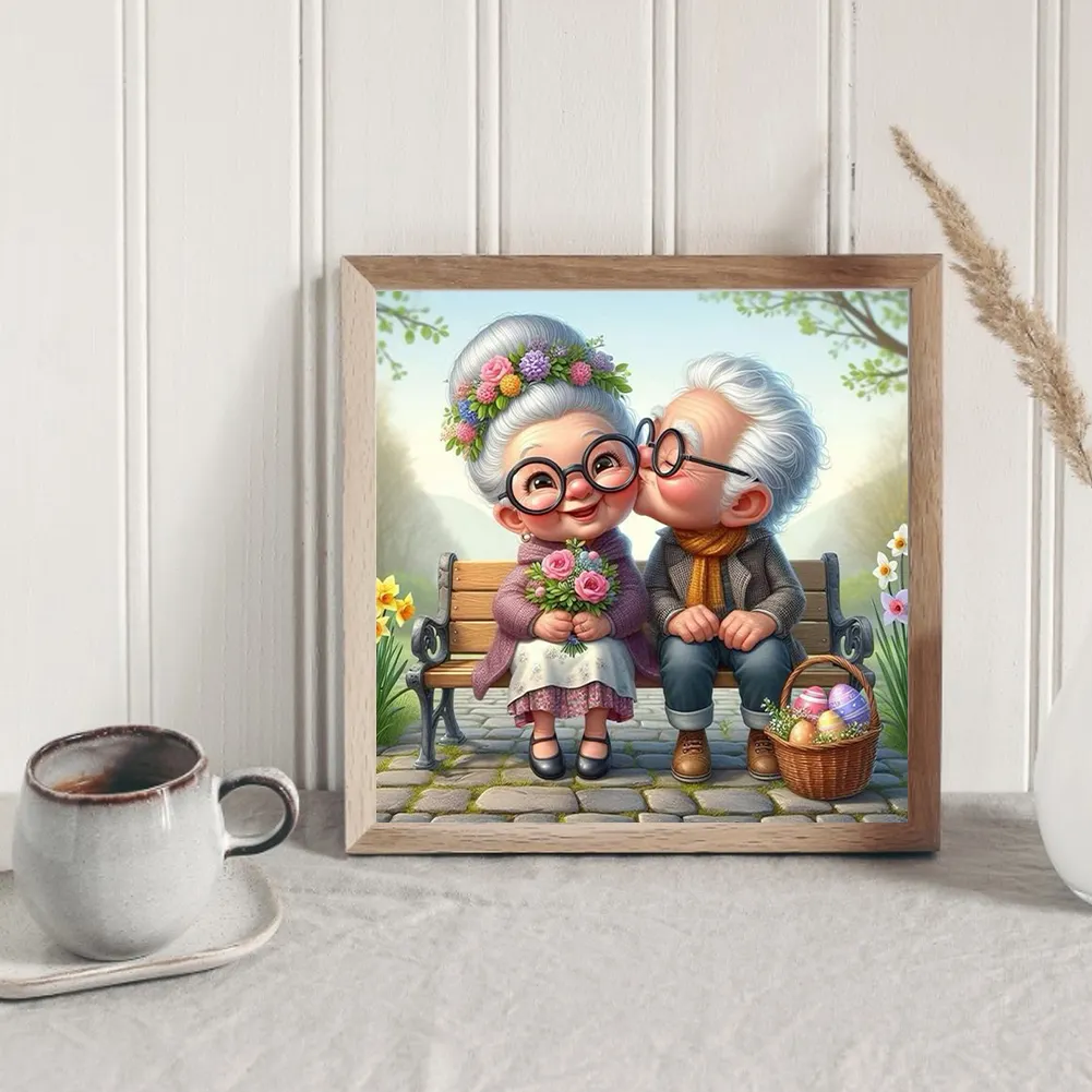 Diamond Painting - Full Square Drill - Old Couple(Canvas|35*35cm)