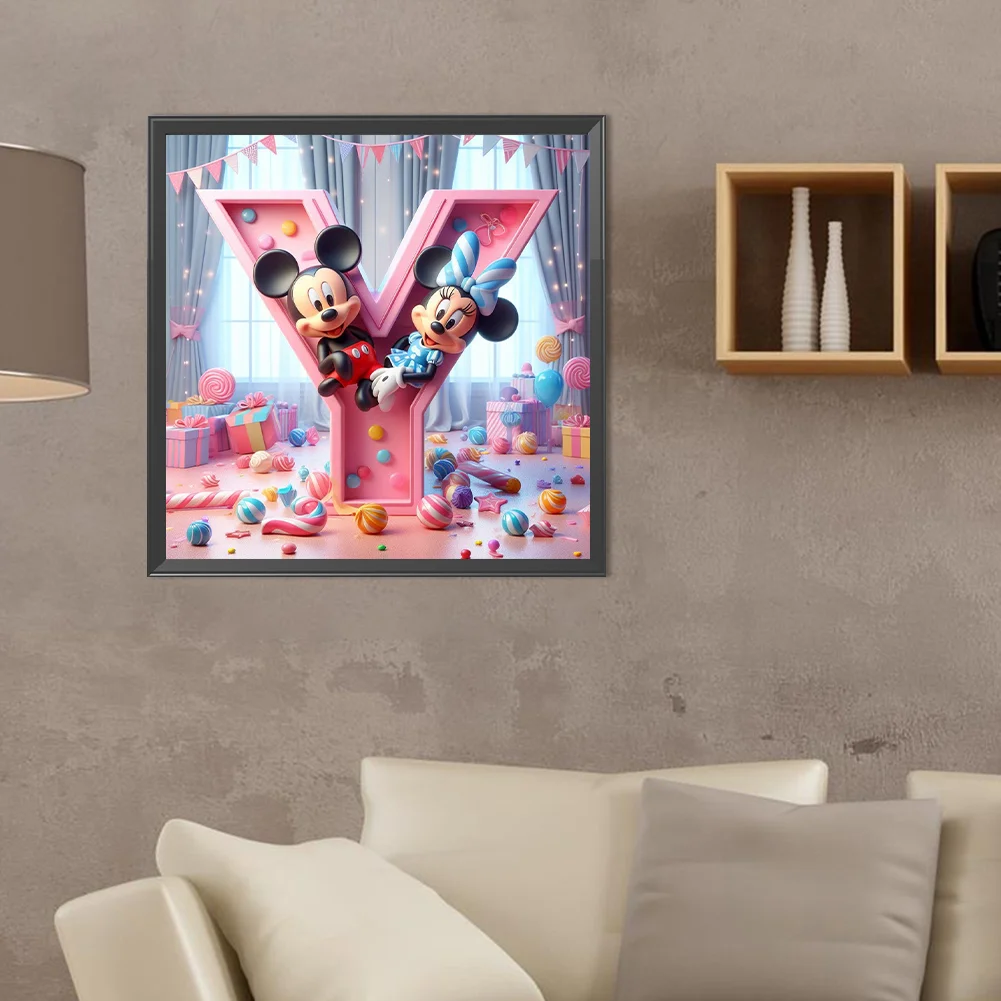 Full Round Diamond Painting 40*40cm - Mickey Minnie Alphabet