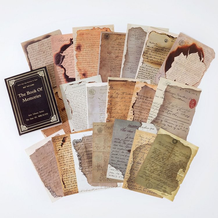 JOURNALSAY 60 Pcs Vintage Art Material Paper Memo Pad DIY Journal Background Basic Decoration