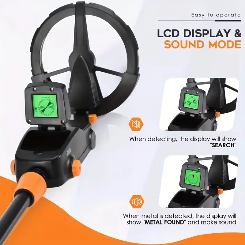 lightweight portable metal detector for beginners md 1008a model easy assembly battery powered batteries not included durable plastic construction with orange ideal for outdoor hobby exploration Product details 2