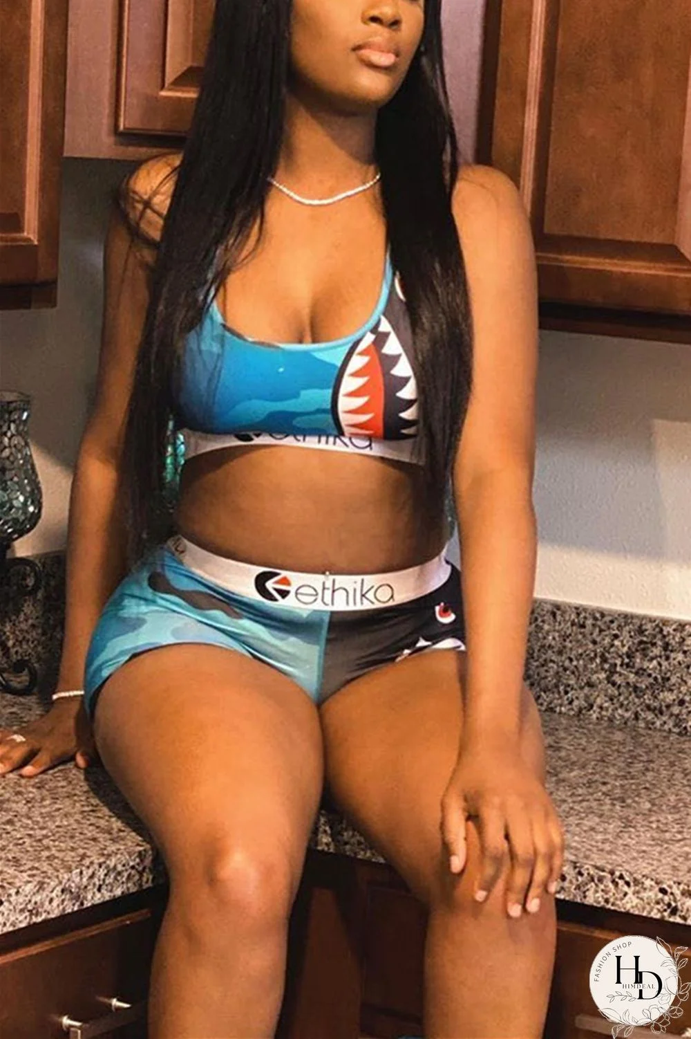 Red Fashion Sexy Printed Vest Shorts Set