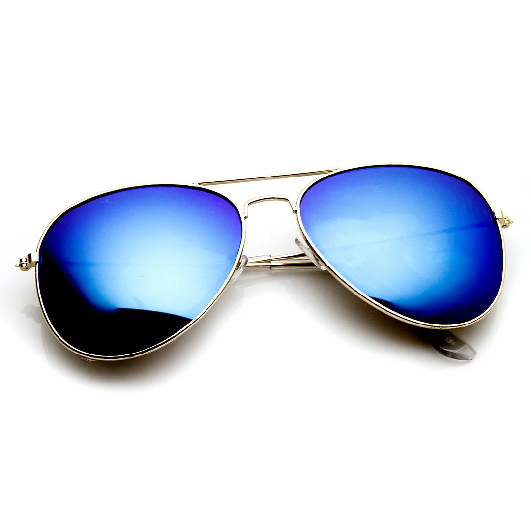 Classic Gold Frame Color Mirror Lens Aviator glasses 60mm