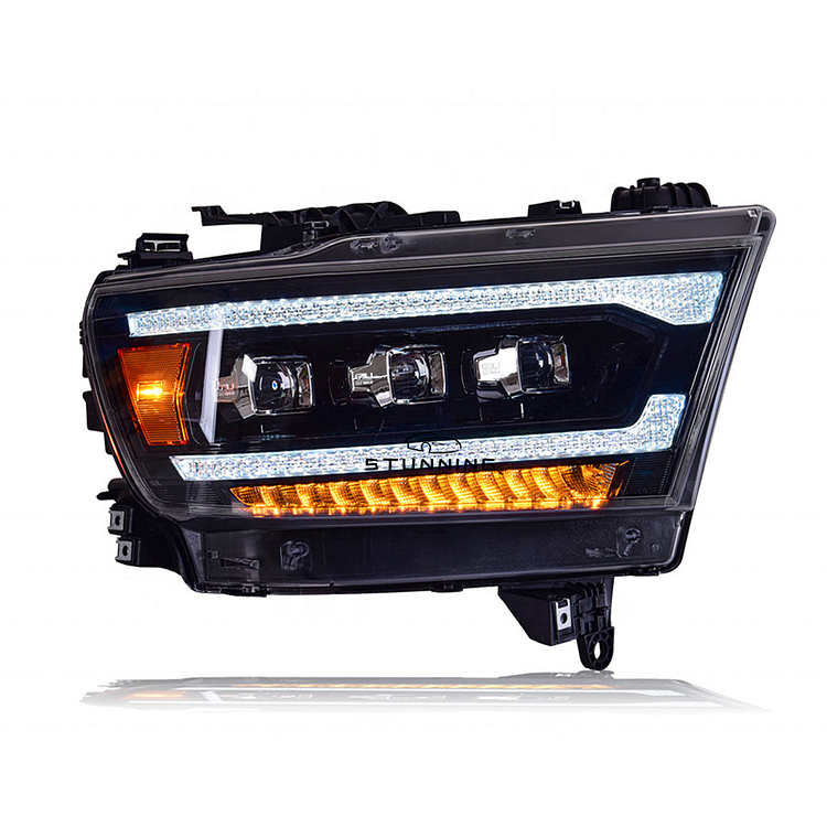 Upgrade full LED dynamic 3 eyes headlight headlamp assembly for Dodge Ram 1500 2019 2020 2021 head lamp head light plug and play ITN Auto