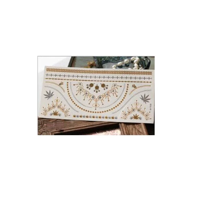 Geometric Shape  Metallic Waterproof Temporary Gold and SilverTattoo Stickers Mobile Phone Waterproof Shiny Bracelet Stickers