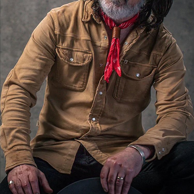 Loose Cotton Dark Brown Casual Shirt