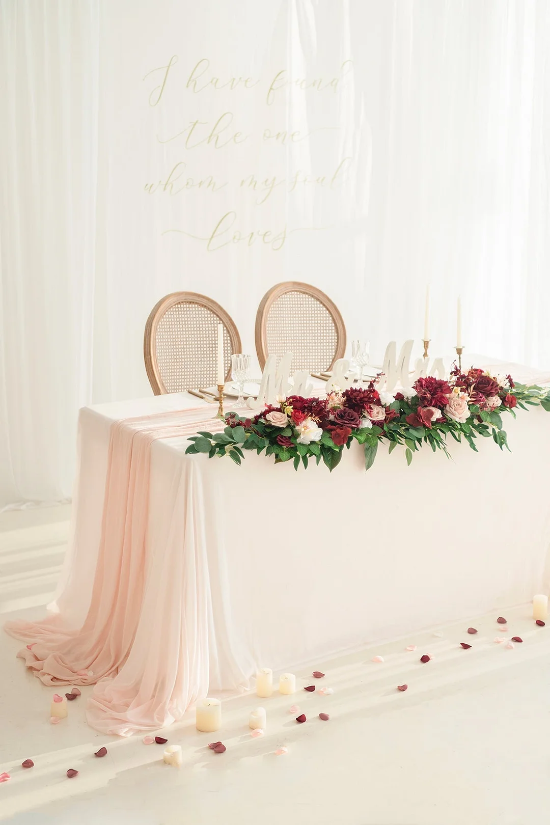 Head Table Floral Swags in Romantic Marsala