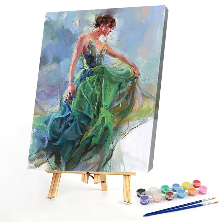 Oil Paint By Numbers - Green Skirt - 30*40CM