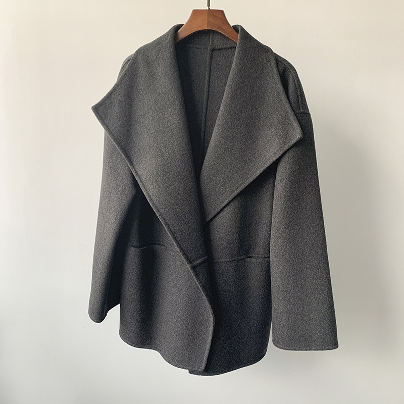  thdmladies Wool and cashmere profile short lapel profile double-faced coat thedmladies
