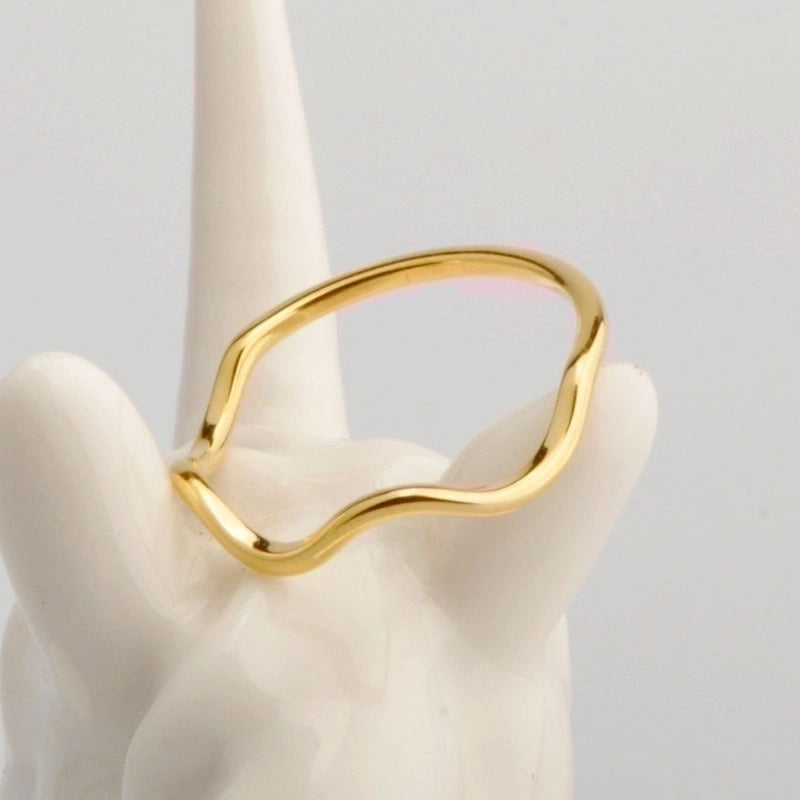 Titanium Steel 18K Gold Plated Minimalist Plating Metal Geometric Rings