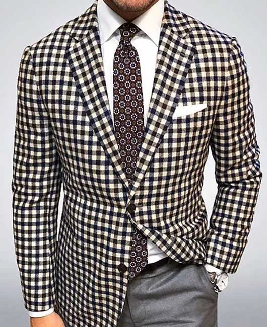 Plaid Lapel Collar Blazer