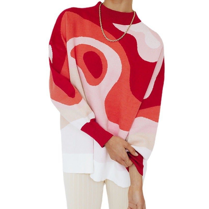 Lazy College Style Round Neck Sweater Women Loose Sweater | EGEMISS
