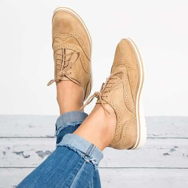 Women's lace up hot sale perforated oxfords shoes