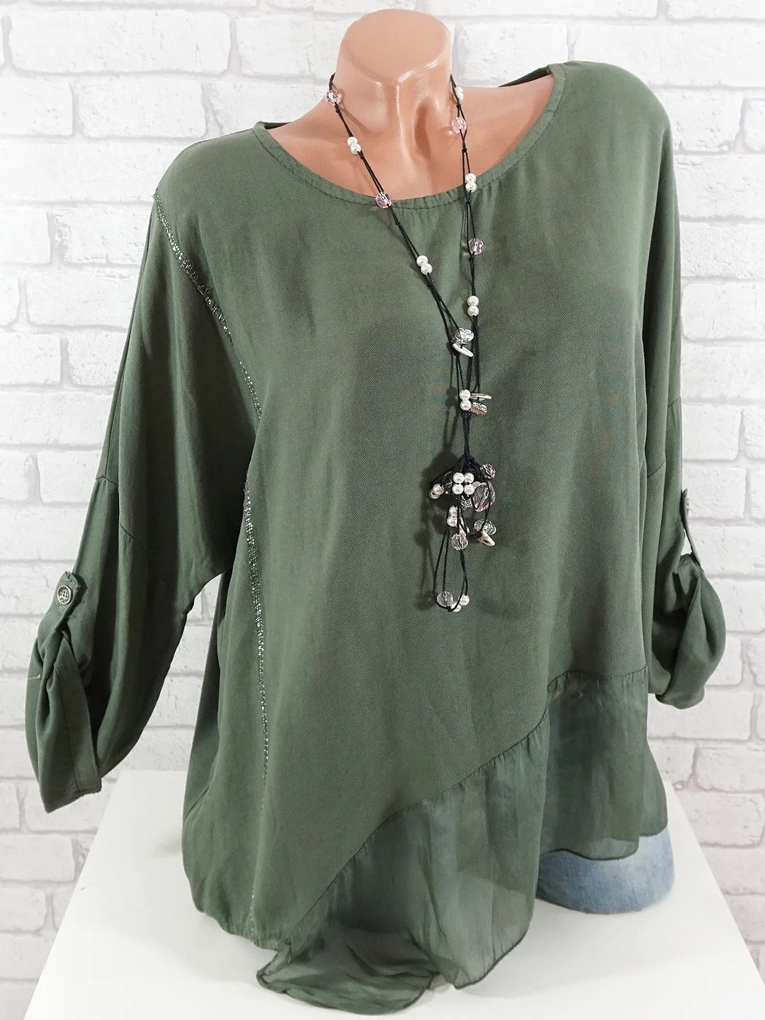 Women Long Sleeve Scoop Neck Printed Tops