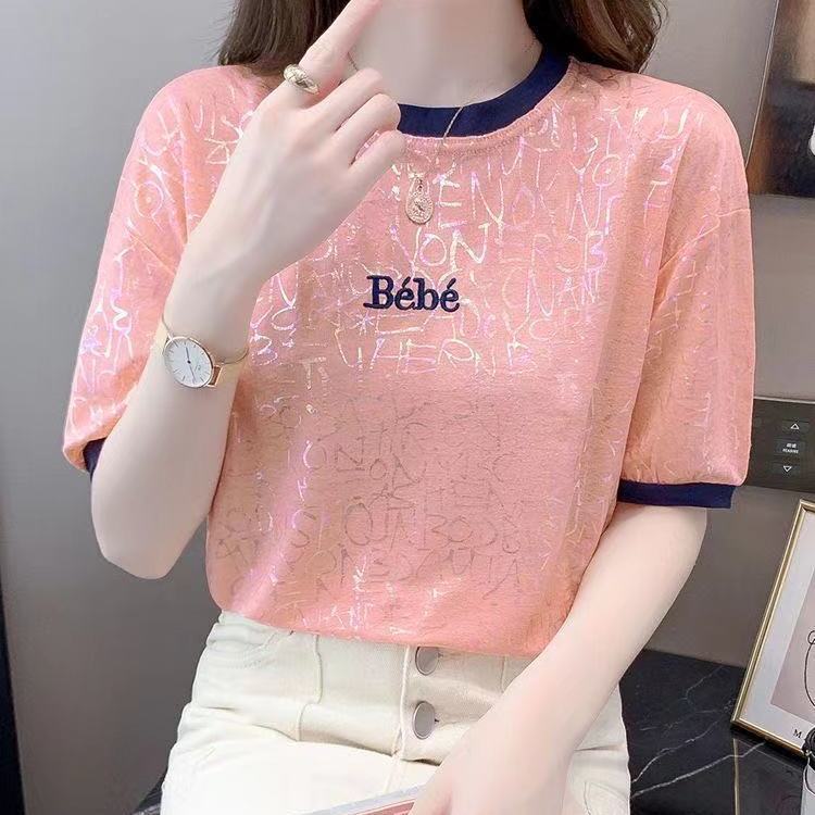 Tazines fall outfits women Summer Short Sleeve T-shirt Women's 2025 New European Female Clothing Round Neck Pullover Patchwork Letter Fashion Casual Tops