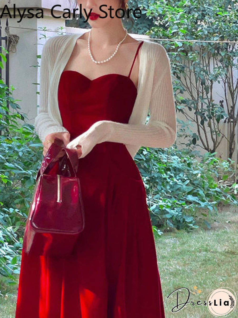 French Vintage strap dress women red elegant Korean party midi female sexy backless