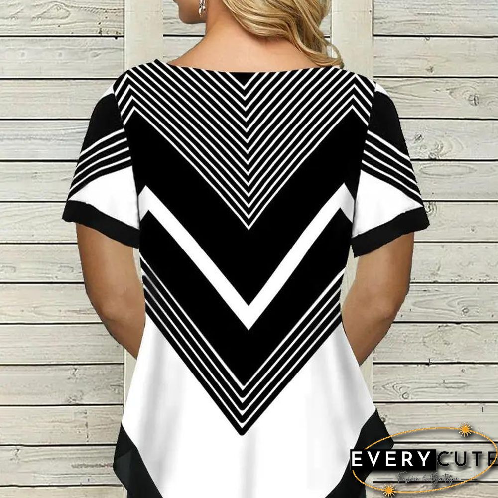 Black And White Geo Baggy T-Shirt