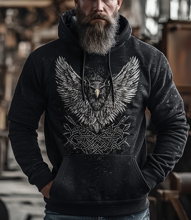 Unique Design Viking Iron Eagle Emblem Old Style Sports Hoodie / Rvogue / Rvogue