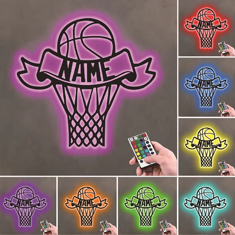 Custom Name Basketball/Football Wooden 7 Colors LED Night Lights