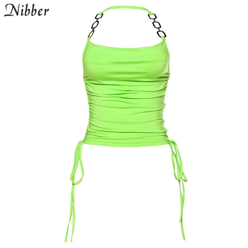 Nibber women sexy Sleeveless sling backless  off shoulder stretch Slim Soft Solid color party 2020 spring summer new style
