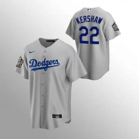 Men's Los Angeles Dodgers #22 Clayton Kershaw Grey 2020 World Series Bound stitched Jersey I0N8