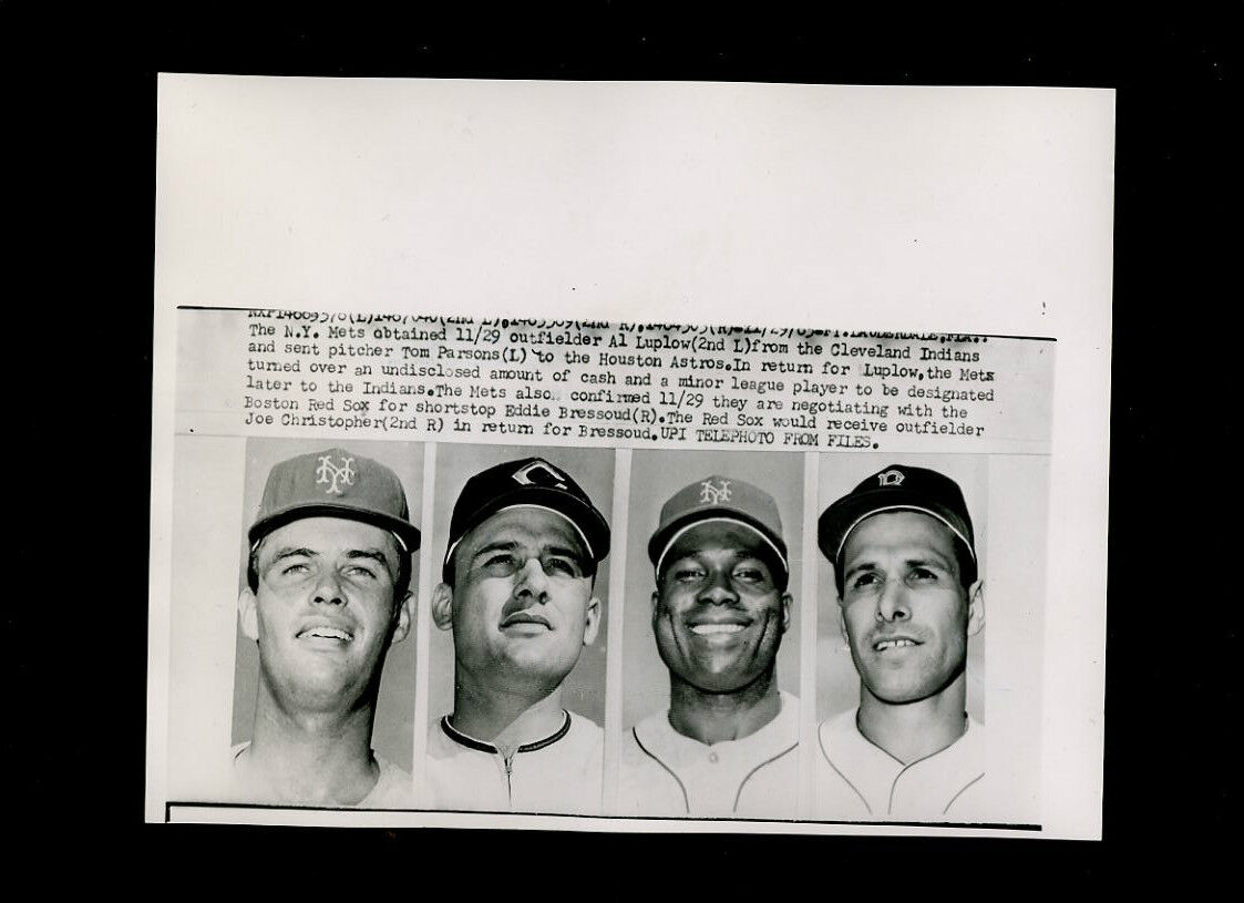 Tom Parsons Al Luplow Eddie Bressoud Joe Christopher 1965 Wire Photo Poster painting Mets