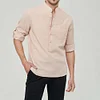 Gioiacombo&trade; Camicia Henley a maniche lunghe in cotone tinta unita da uomo