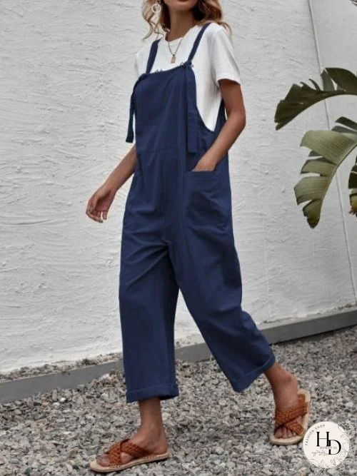 Leisure Oversize Solid Color Jumpsuits