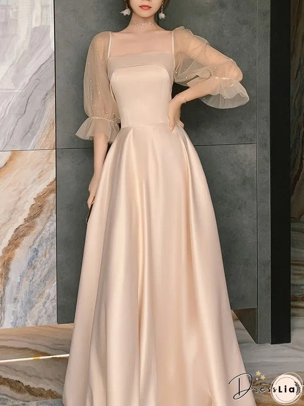 Satin French Evening Dress Bridesmaid Dress