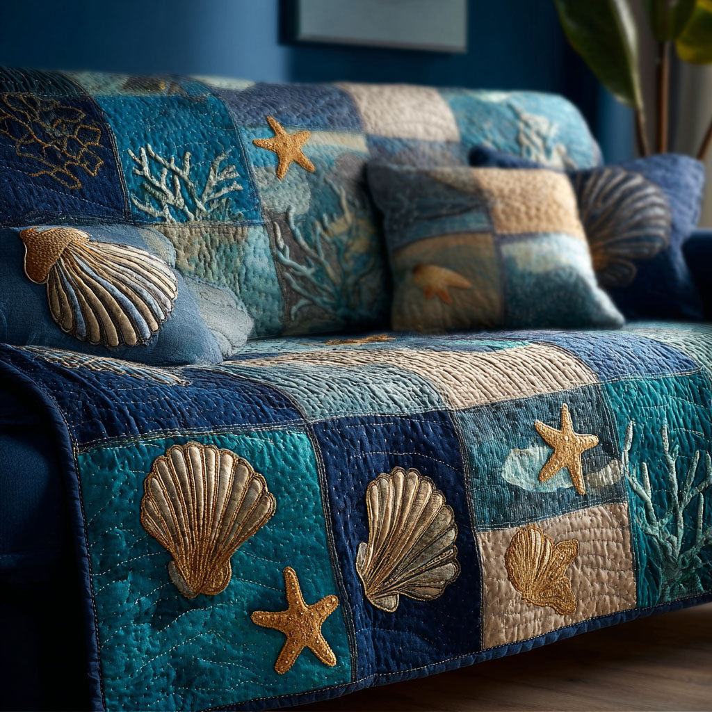 Ocean Mist Quilted Sofa Cover NCU0NT11794 everthome