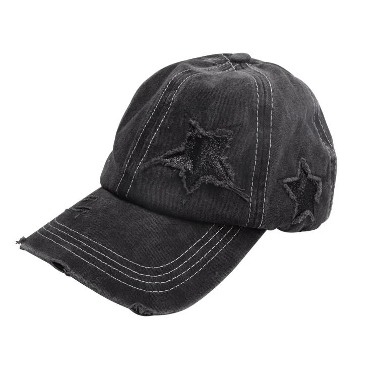 Y2k Star Hat Vintage Duck Tongue Hat Mens and Womens Five-point Star Baseball Hat Washed Cotton