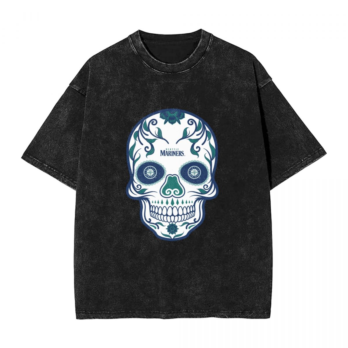 Seattle Mariners Skull Men's Oversized Streetwear Tee Shirts