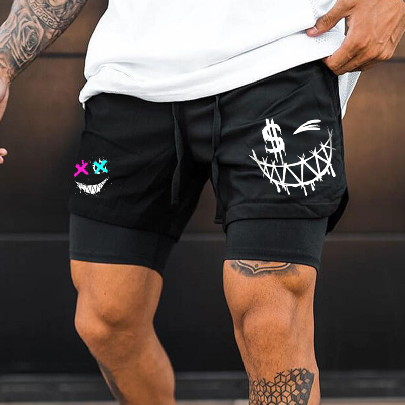 Casual Sports Fitness Double Layer Shorts