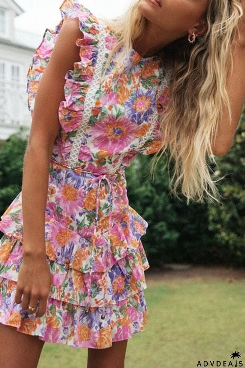 Mighty Good Time Flower Backless Mini Dress