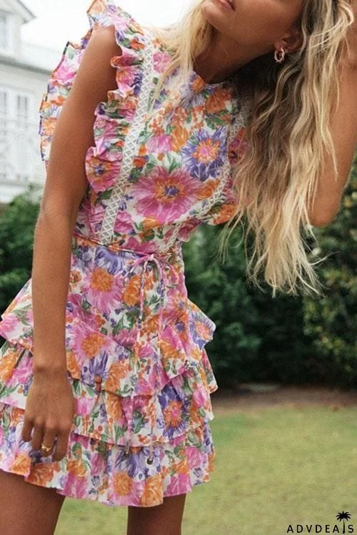 Mighty Good Time Flower Backless Mini Dress