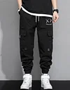 Men's Cartoon Face & Letter Print Drawstring Waist Cargo Pants by Inlyline