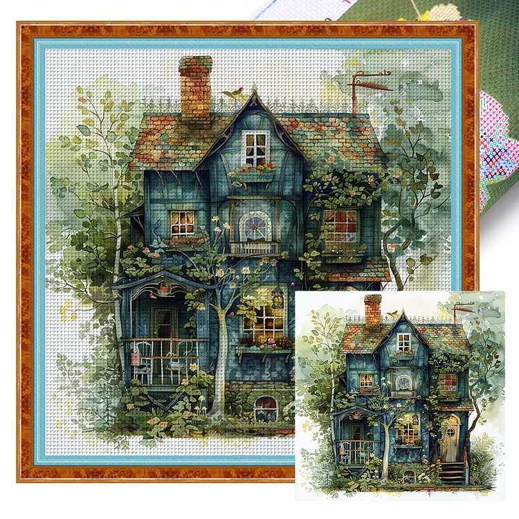 Forest Hut (50*50CM) 14CT Stamped Cross Stitch gbfke