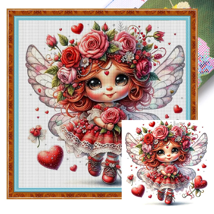 Fairy Holding Flowers (45*45cm) 11CT Stamped Cross Stitch gbfke