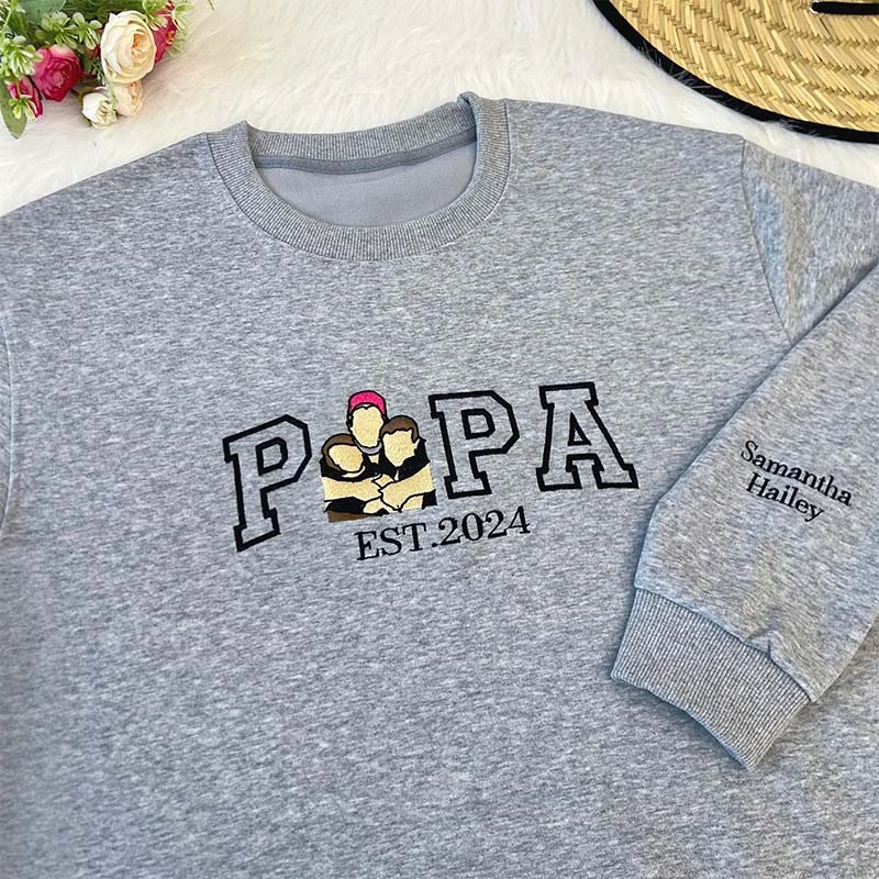 Embroidered Father and Son/Daughter Sweatshirt-Father's Day Gift 