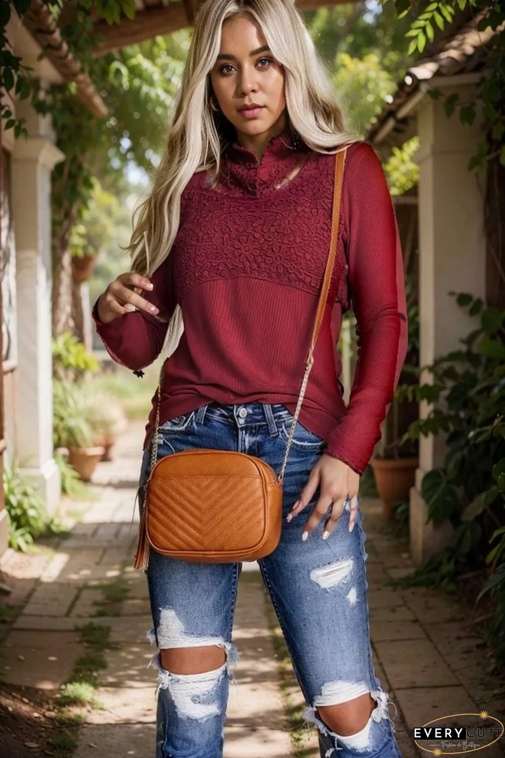 v neck printed casual blouse with long sleeves