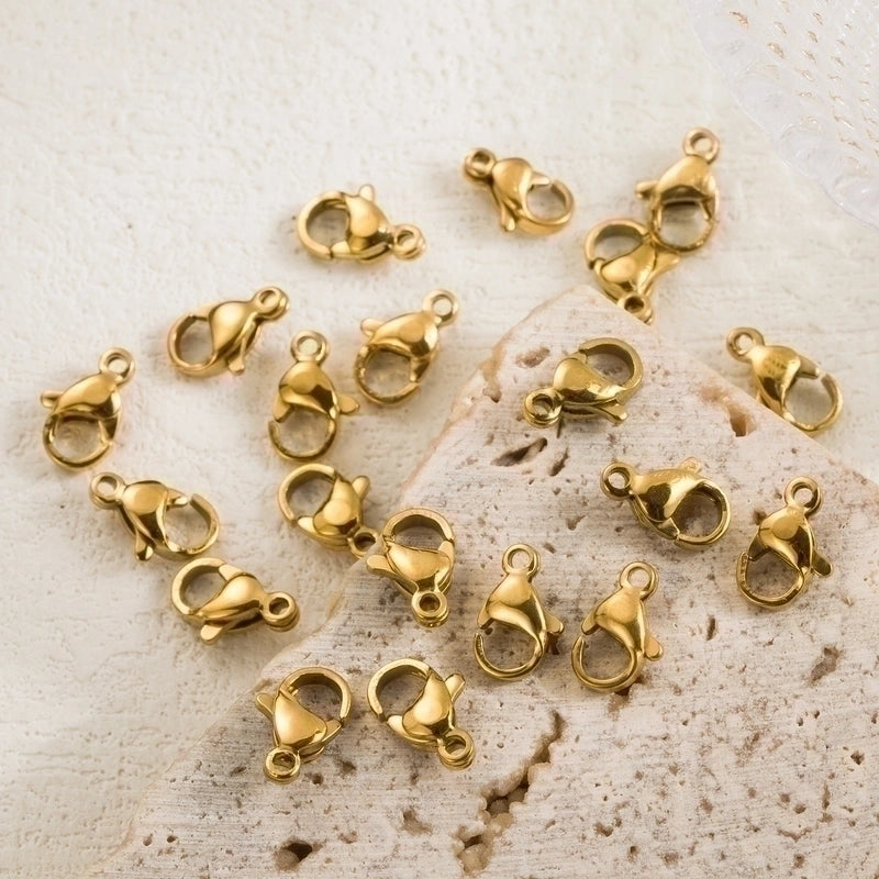 1 Set Stainless Steel 18K Gold Plated Polished Lobster Clasp