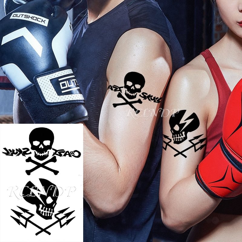 Waterproof Temporary Tattoo Sticker Creative Skull Pirate Trident Fake Tattoo Flash Tatoo Hand Arm Foot Body Art for Men Women