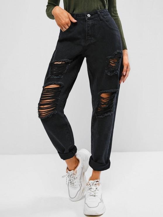 Ripped High Waisted Stovepipe Jeans