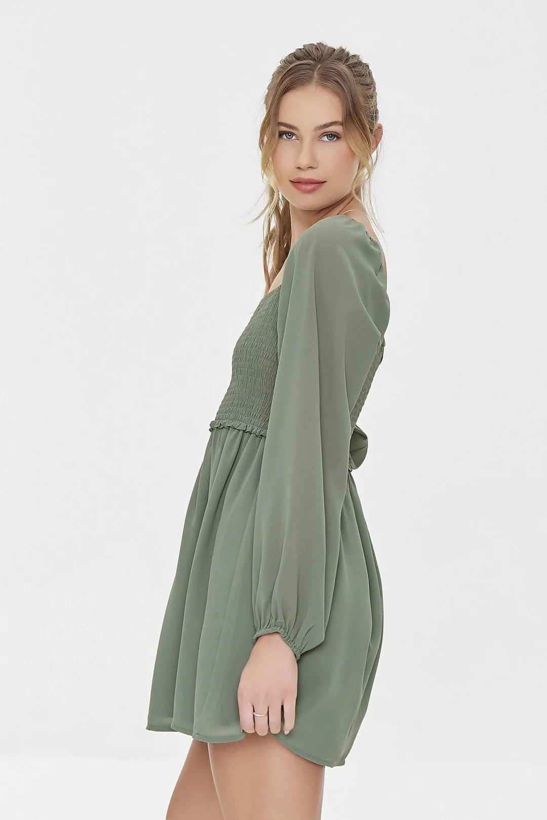 Chiffon Smocked Mini Dress